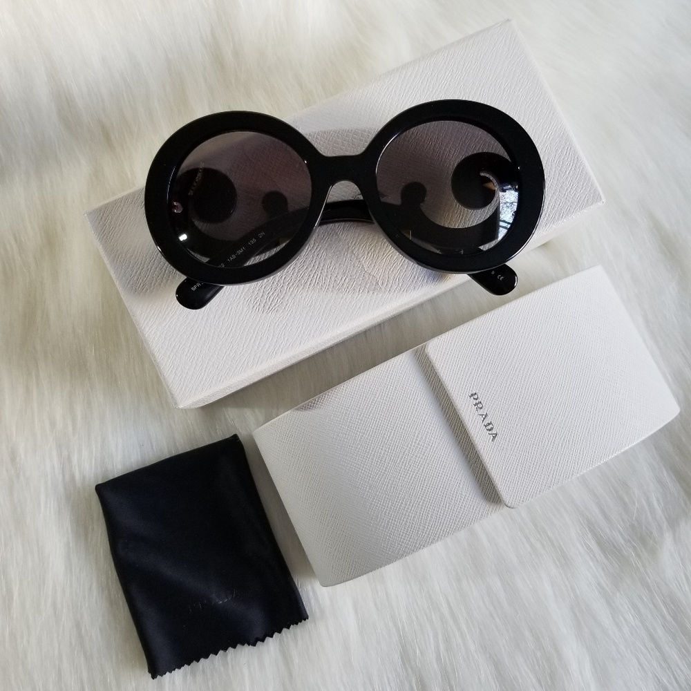 PRADA | Round Black Baroque Sunglasses